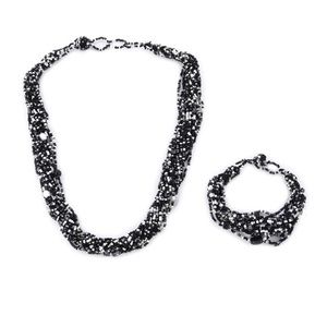 NEW Seed Bead Set Black Multi Necklace Bracelet Adjustable